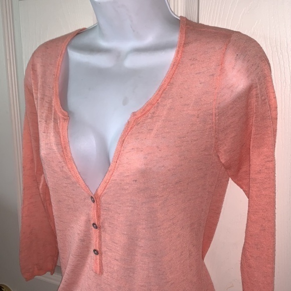 Scotch & Soda Peach‎ 3/4" Sleeve Light Weight V-Neck Sweater Size 1 - Picture 2 of 11